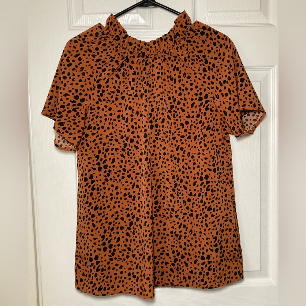 Orange/brown Animal Print Blouse Sz Small